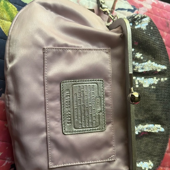 Grey/graphite Sequin Visit Coach clutch - Picture 5 of 7